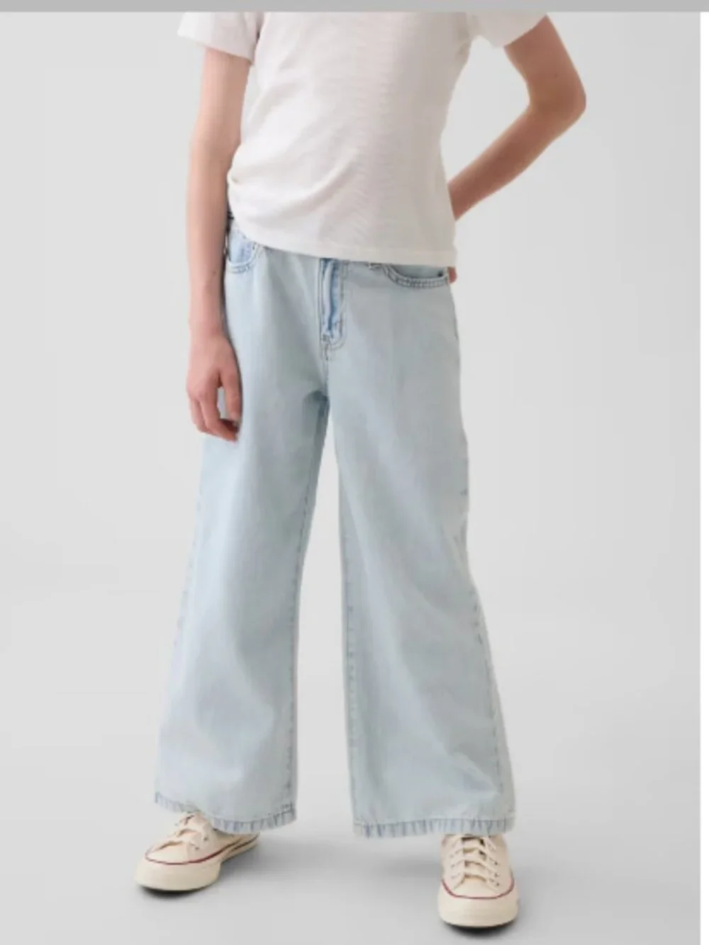 EUC GAP Kids High Rise Stride Wide-Leg Ankle Jeans 16 Plus Light Wash Y2K